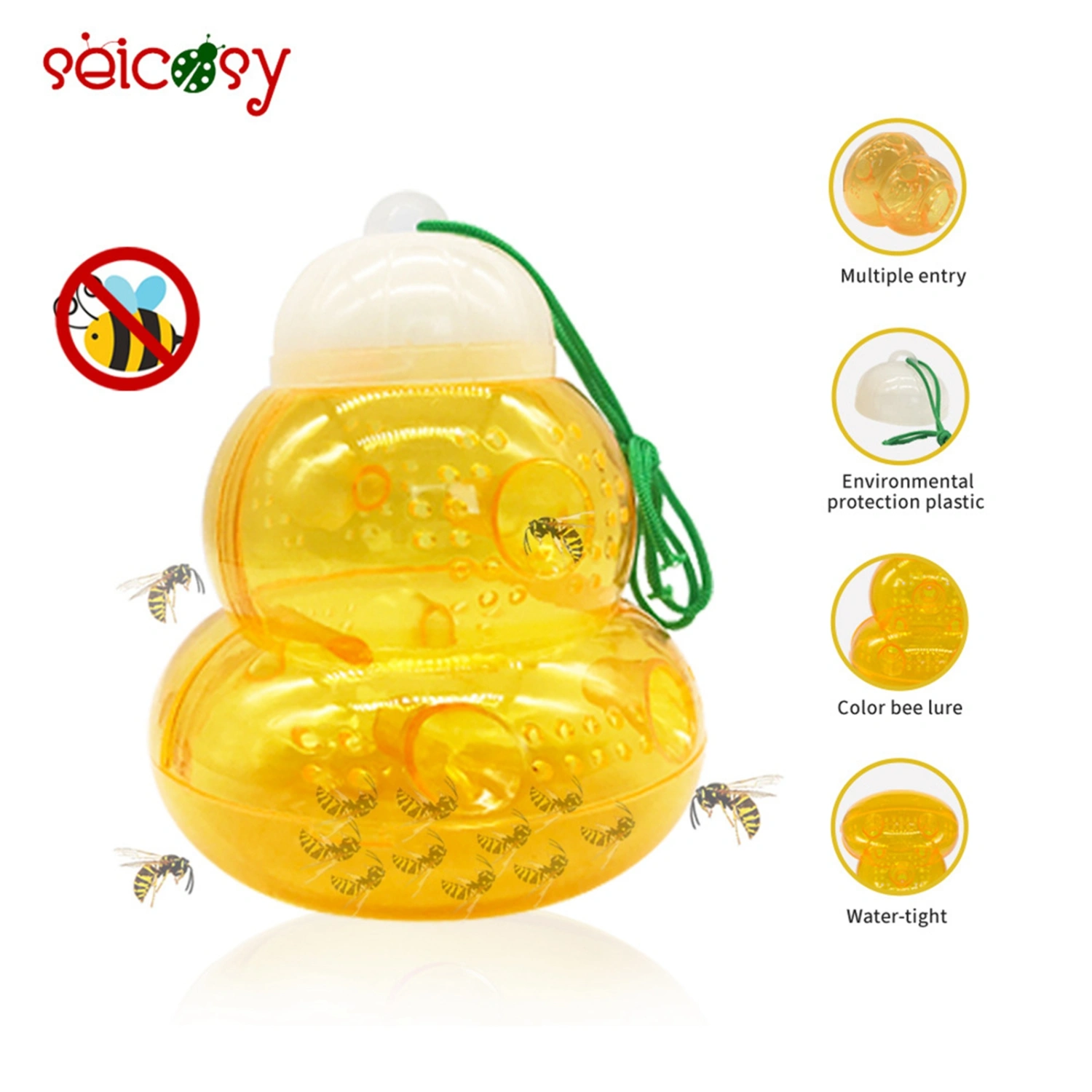 2Pcs Gourd Shaped Hanging Bee Trap Bee Catcher Outdoor Wasp Deterrent Killer Catcher