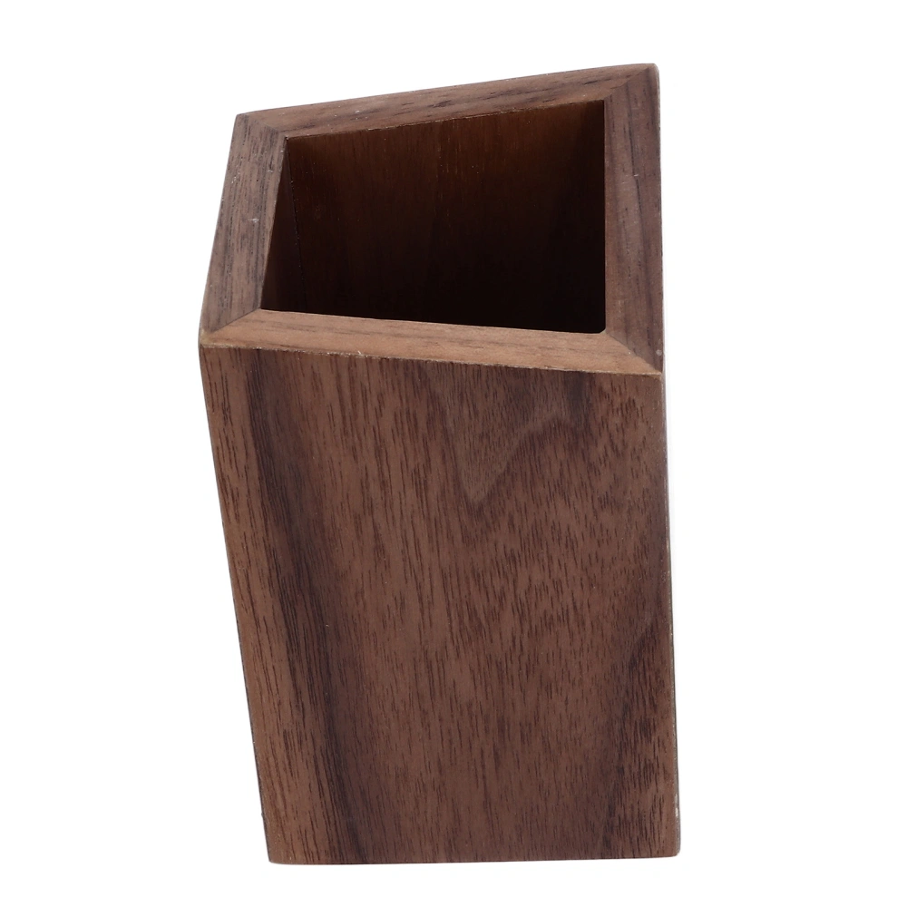 Wooden Pen Holder Geometry Design Large Capacity Sturdy Durable Wood Widely Used Portable Pencil Holder