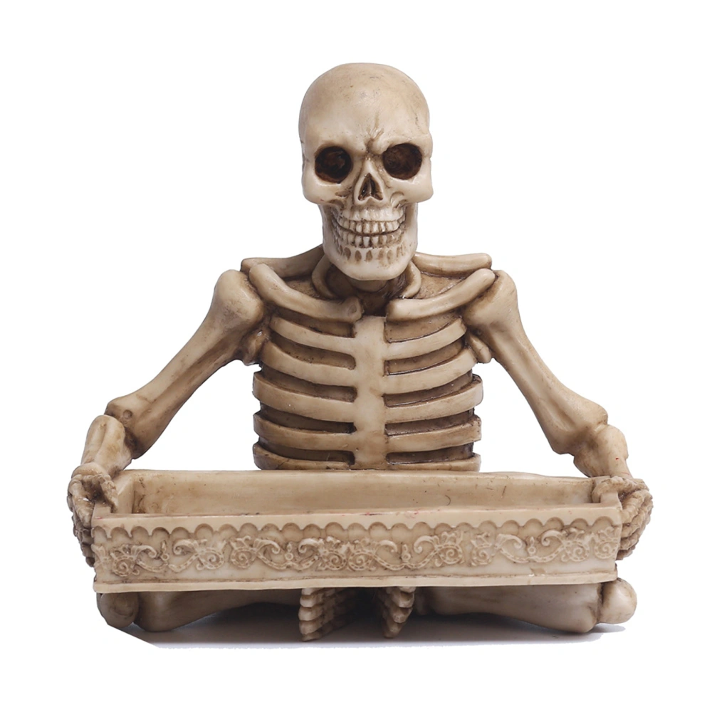 Halloween Skeleton Decor Resin Key Holder Tray Statues Jewelry Dish 