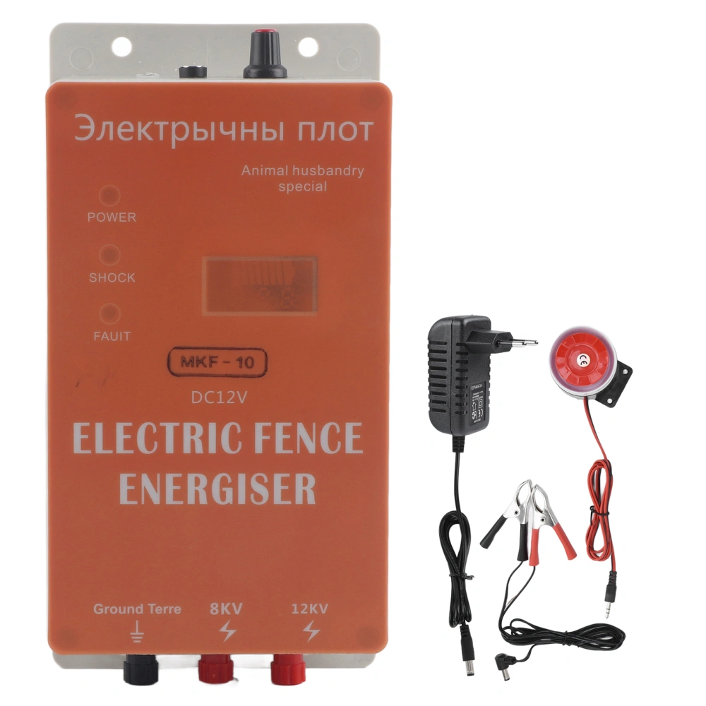 10KM Electric Fence High Voltage Pulse Controller Animal Electric Fence Host for Livestock Breeding 100‑240VEU Plug