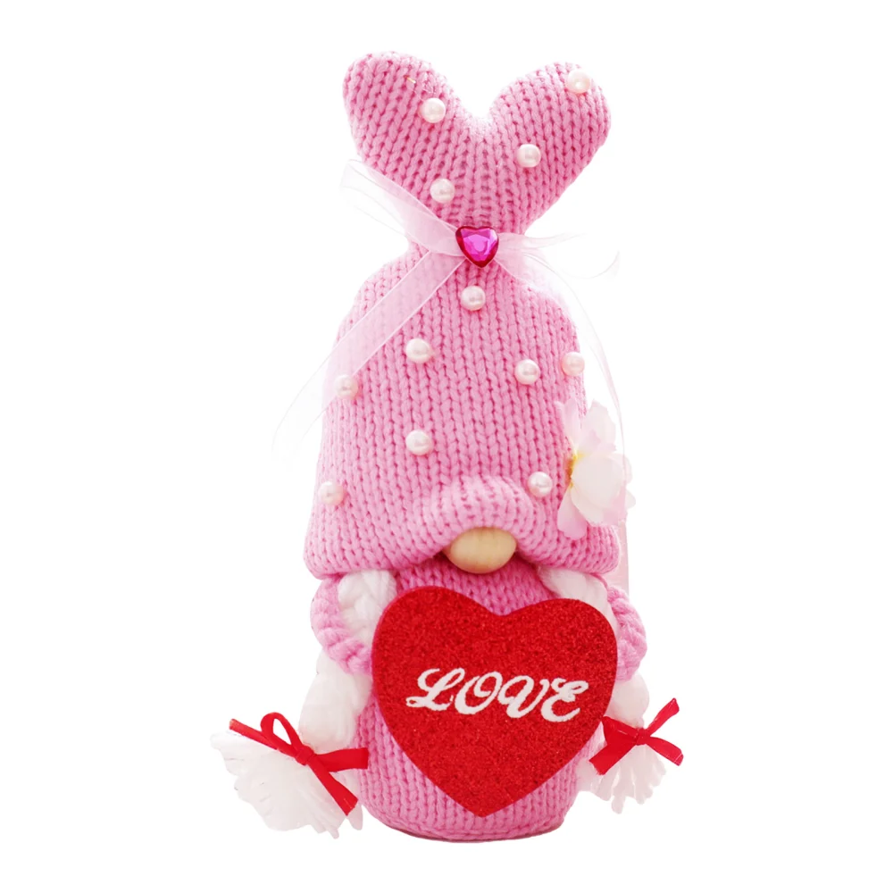 Knit Standing Doll, Portable No Face Heart Gnome Desktop Decor Gift