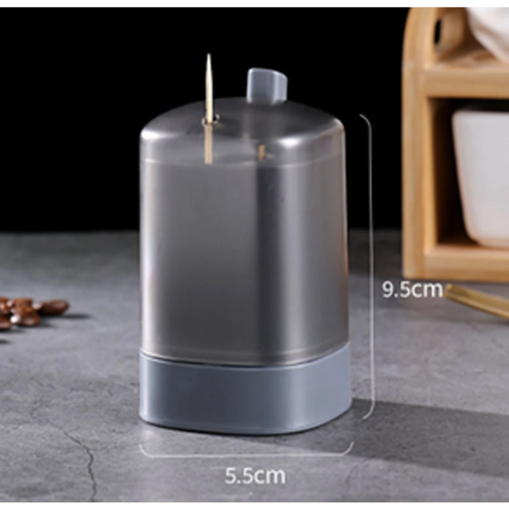 Automatic Toothpick Box Automatic Popup Detachable Bottle Transparent Window Toothpicks Storage Box for Home RestaurantLight Gray