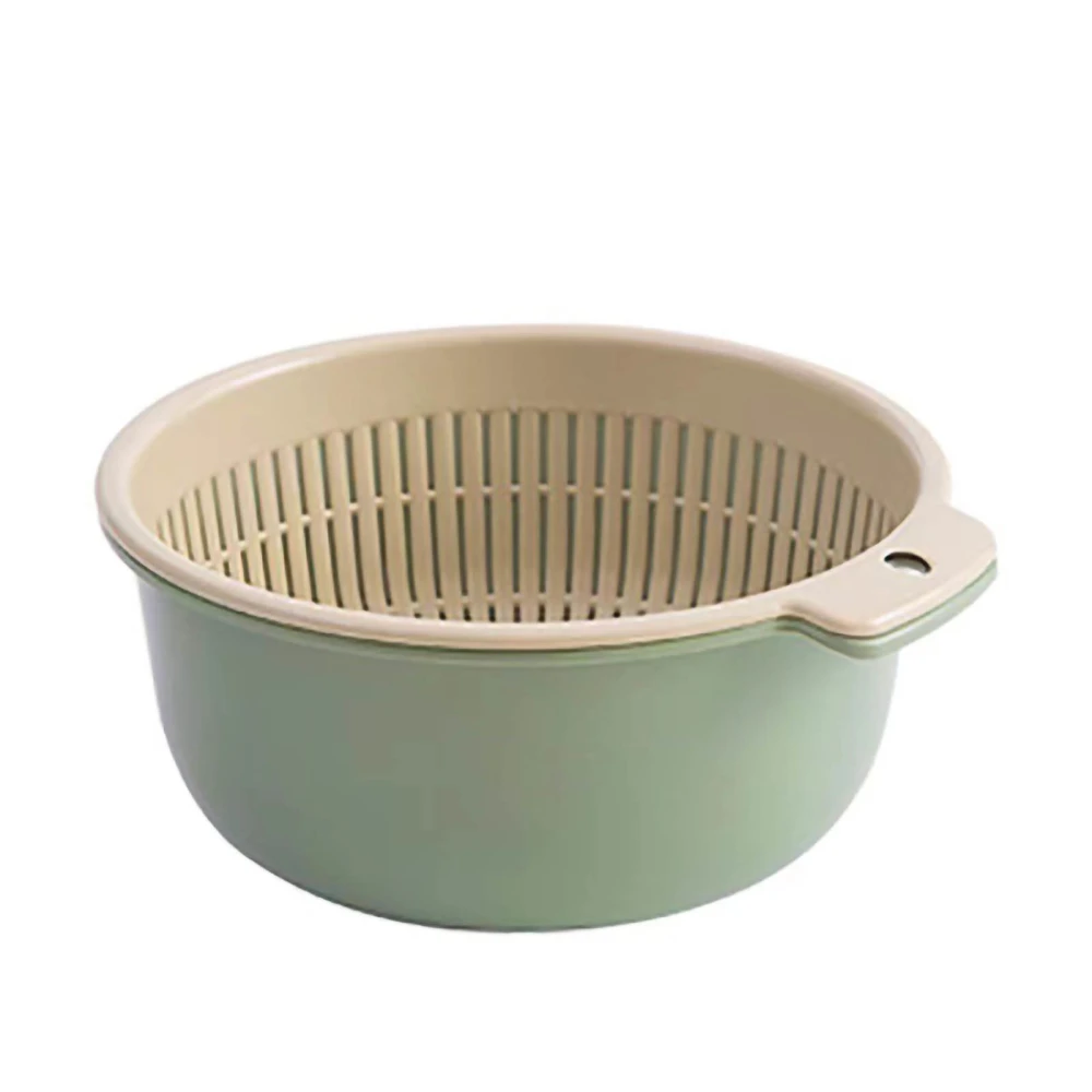 Kitchen Colander PP Safe Double Layer Rice Fruit Storage Draining Basket for Vegetable WashingM