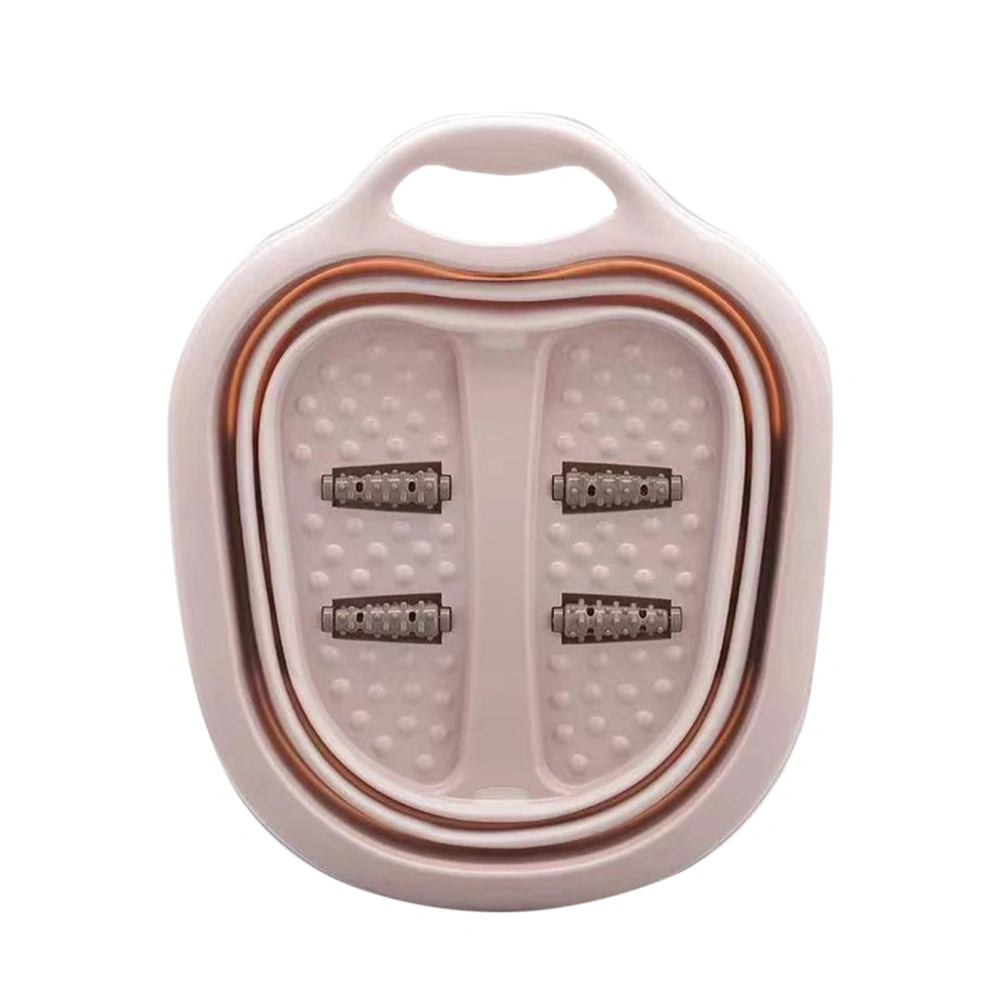 Foot Soaking Bath Basin Foldable Portable Roller Design SPA Massage Bucket for Relieving Feet Pain AchesPink