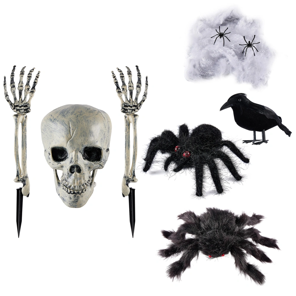 Halloween Decoration Cartoon Skeleton Head Hand Spider Ornament 