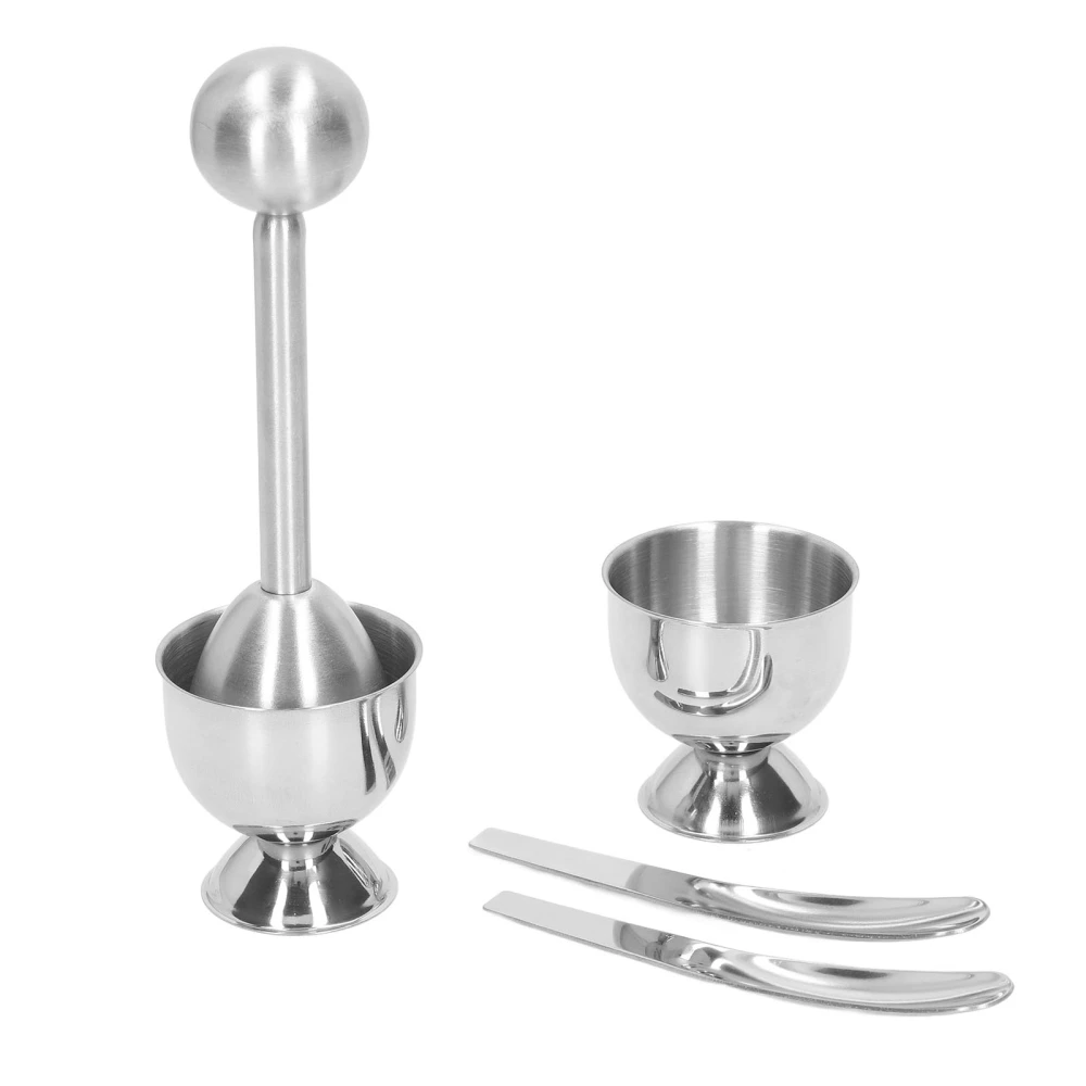 Boiled Egg Tool Set Stainless Steel Egg Cup with Spoon Kitchen Cooking Tool for Household