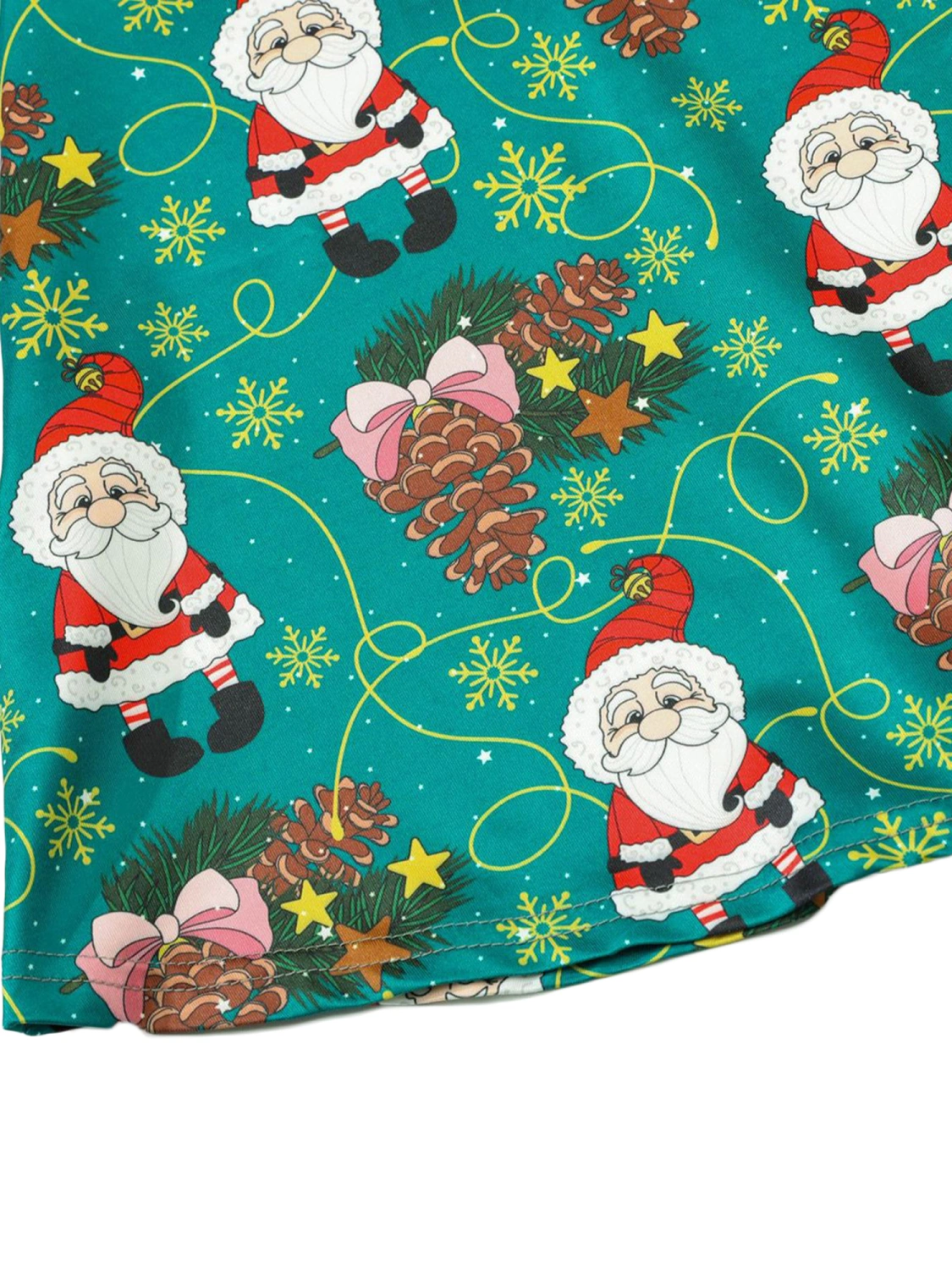 Women Christmas Dress, Santa Pattern Elastic Round Neck Skirt 