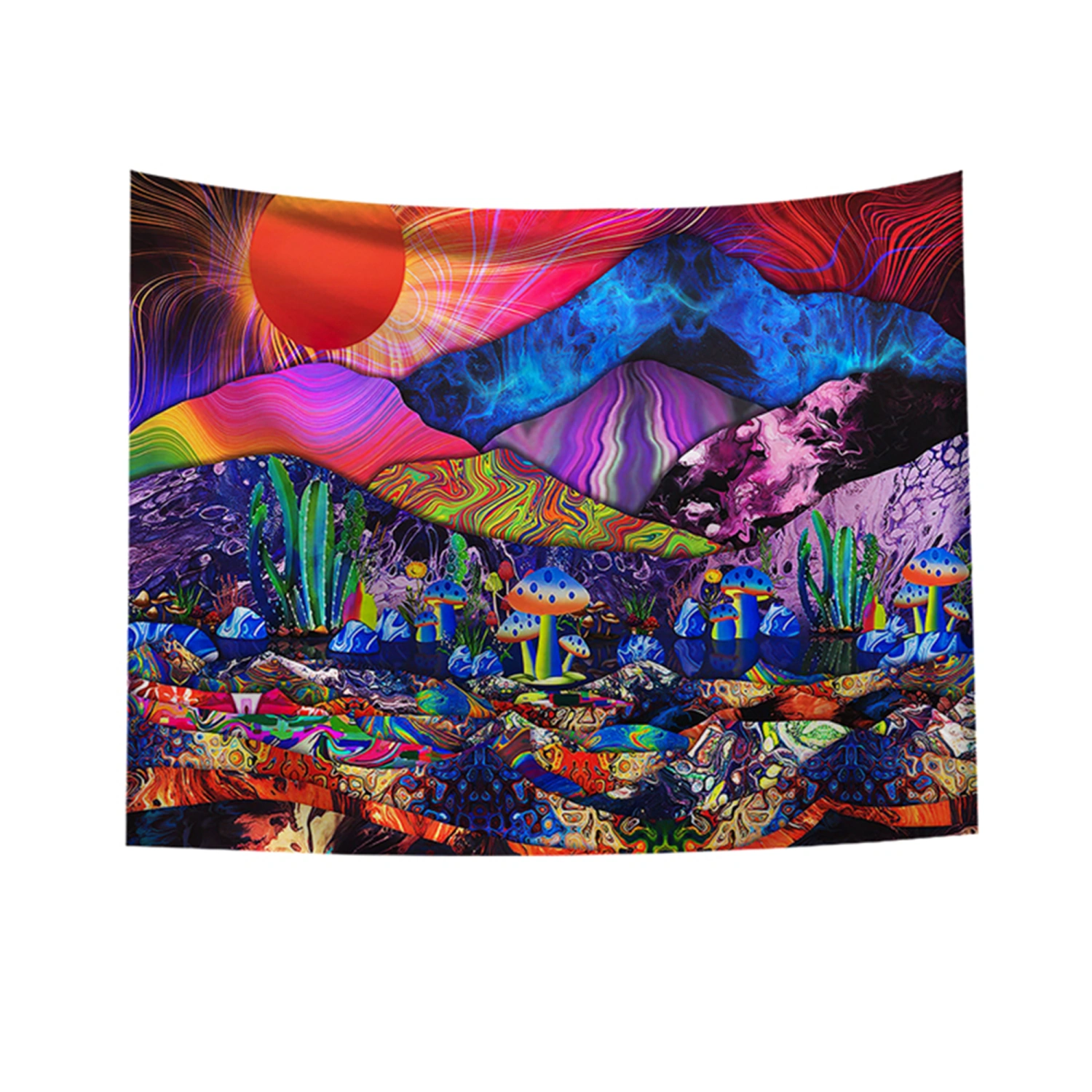 Psychedelic Rectangle Suspended Tapestry, Printing Decorative Background
