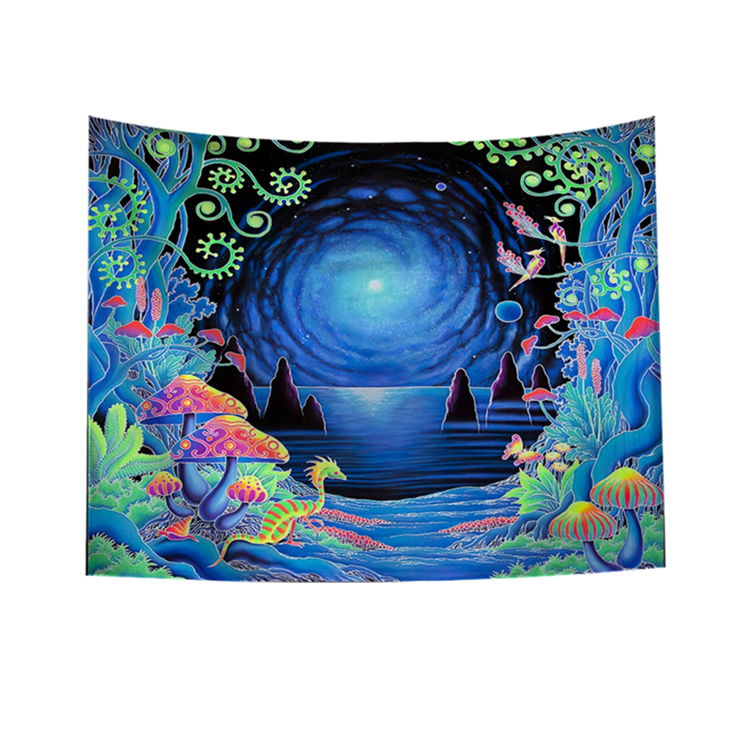 Psychedelic Rectangle Suspended Tapestry, Printing Decorative Background