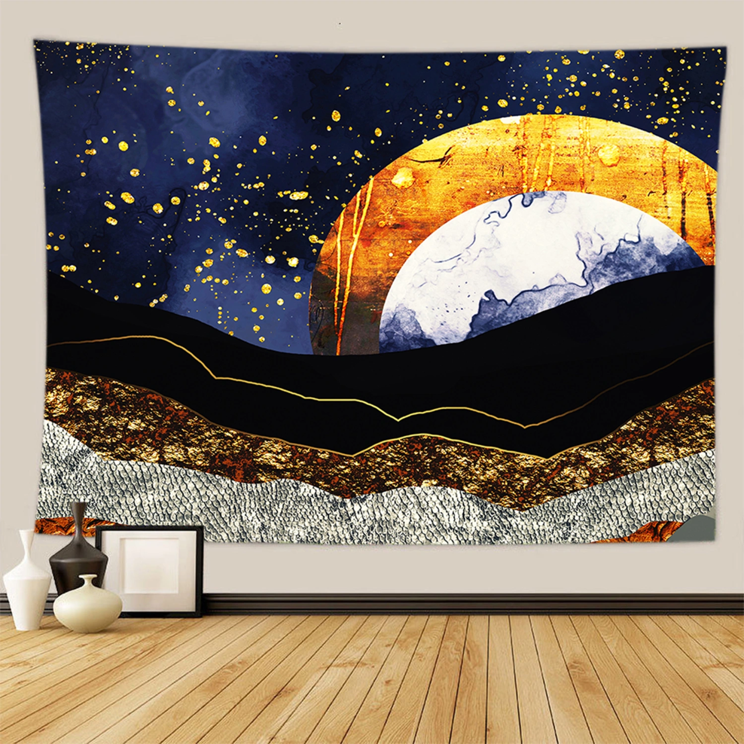 Psychedelic Rectangle Suspended Tapestry, Printing Decorative Background