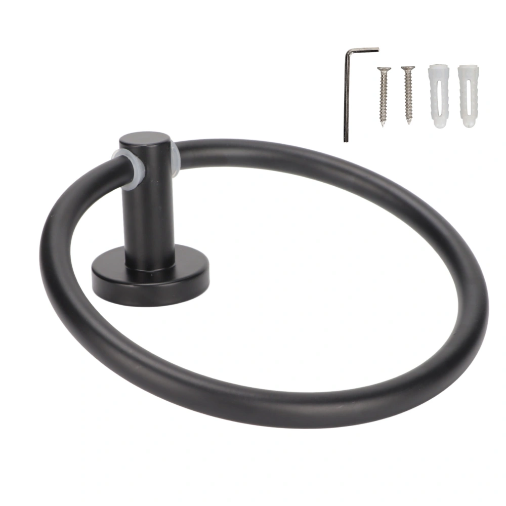 Towel Ring Space Aluminum Modern Round Hand Towel Holder Bath Hardware for Balcony HotelBlack