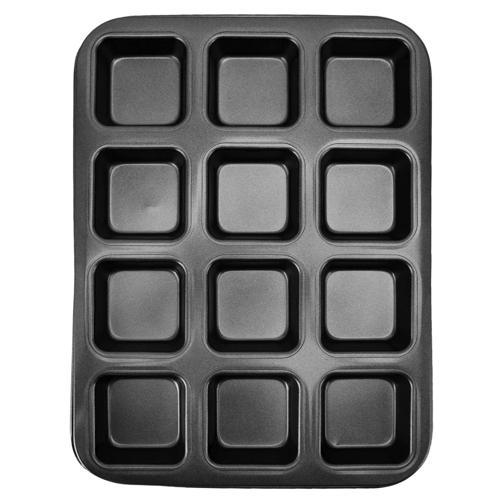 Mini Loaf Baking Pans 12 Cavity Brownie Baking Pan Carbon Steel Muffin Bakeware Cupcake Bread Divider Mold Black