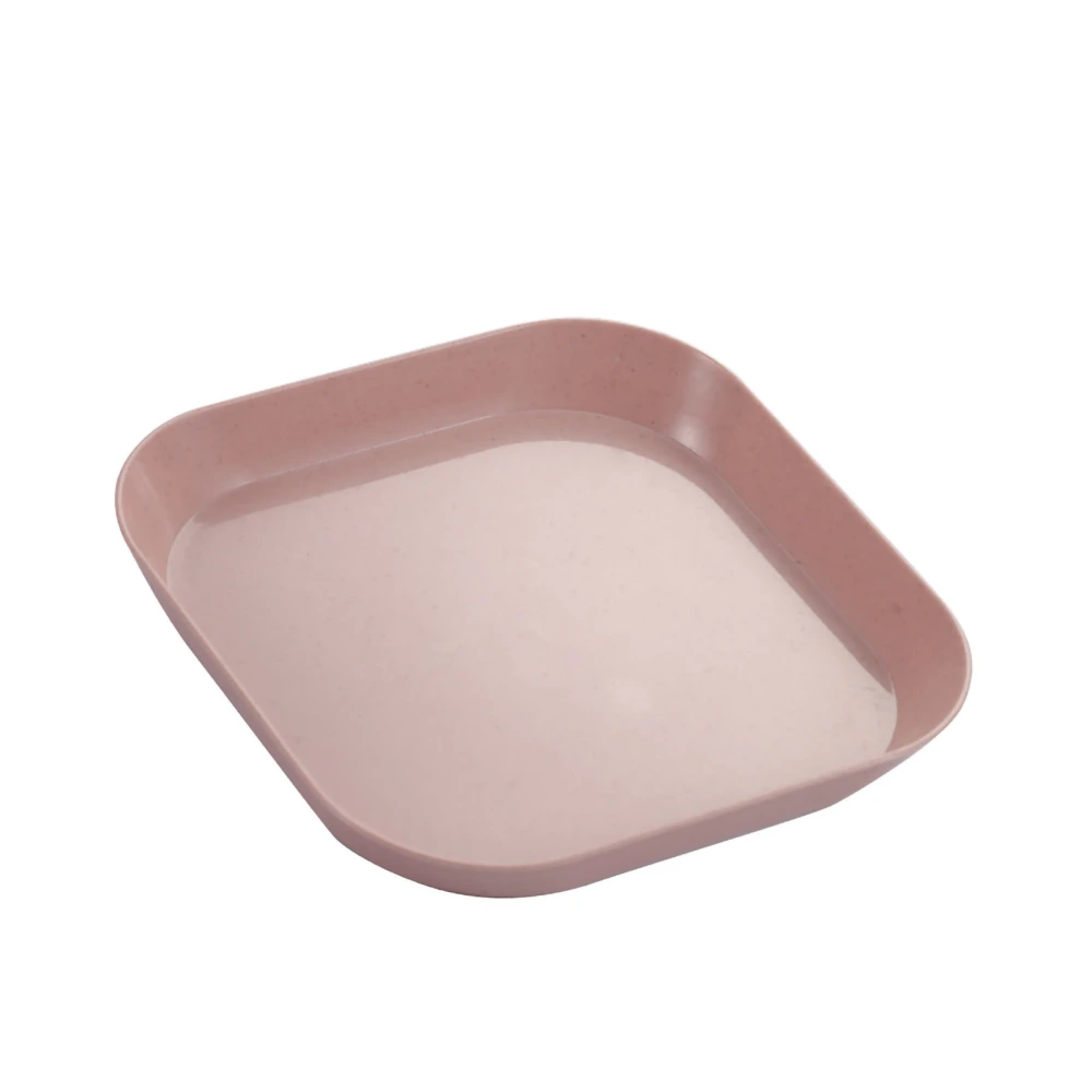 Dinner Plate Tableware Wheat Straw PP Dinnerware for Dish Fruits Serving Sauce DippingShallow Square Pink