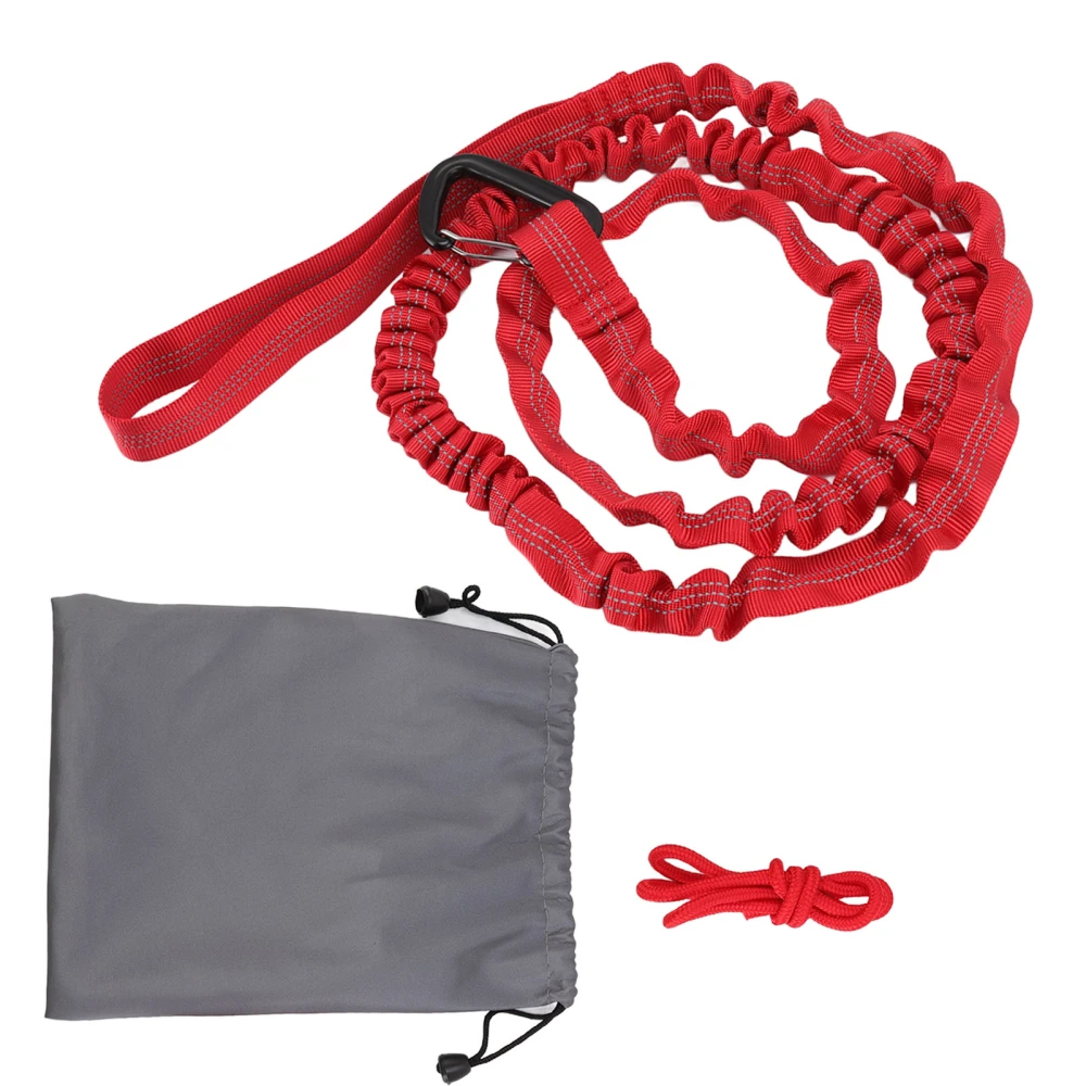 Bike Tow Rope Natural Length 1.7m Stretchable Design Nylon Alloy Portable Mountain Bike Pulling Rope for Outdoor Training Red