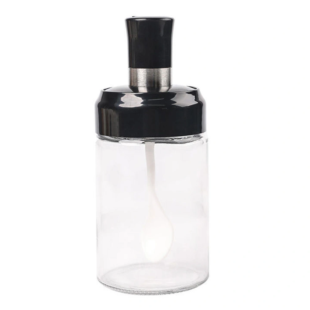 Seasoning Bottle with Lid Glass Spice Container Sealed Condiment Jar Pot for Household KitchenSeasoning Spoon