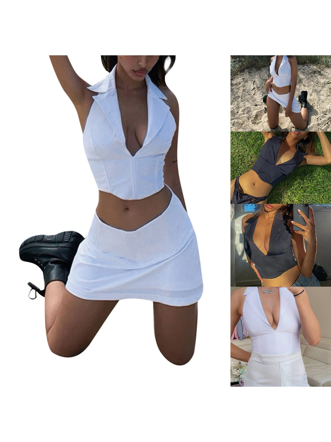 Woman's I-shaped Base Camisole, Solid Color V-neck Midriff-baring Waistcoat