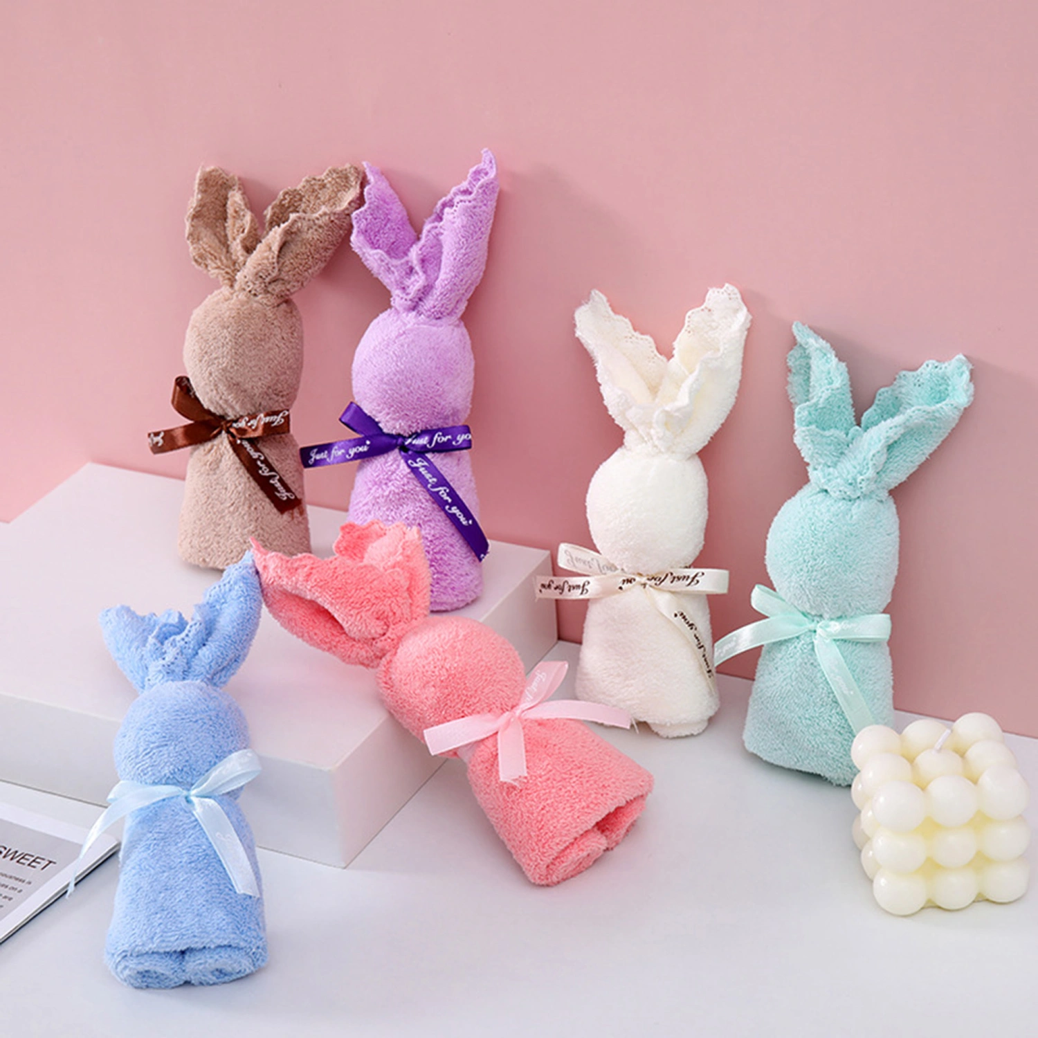 Rabbit Shape Hand Towel, Soft Coral Fleece Super Absorbent Towel Gift