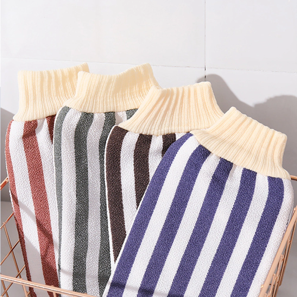 Thickening Bath Gloves, Striped Printing Scrub Glove Bathing Towel