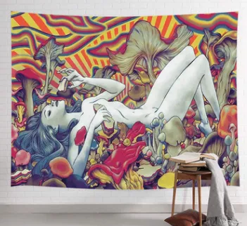 Home Wall Multipurpose Tapestry, Single Side Floral Print Wall Hanging Carpet