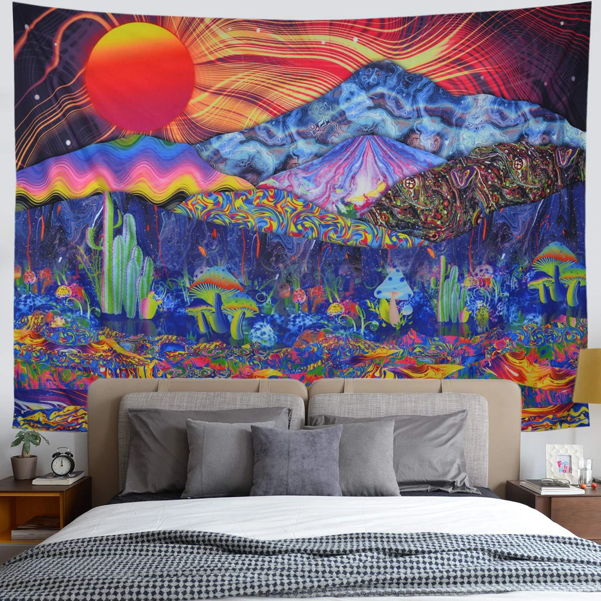 Home Wall Multipurpose Tapestry, Single Side Floral Print Wall Hanging Carpet