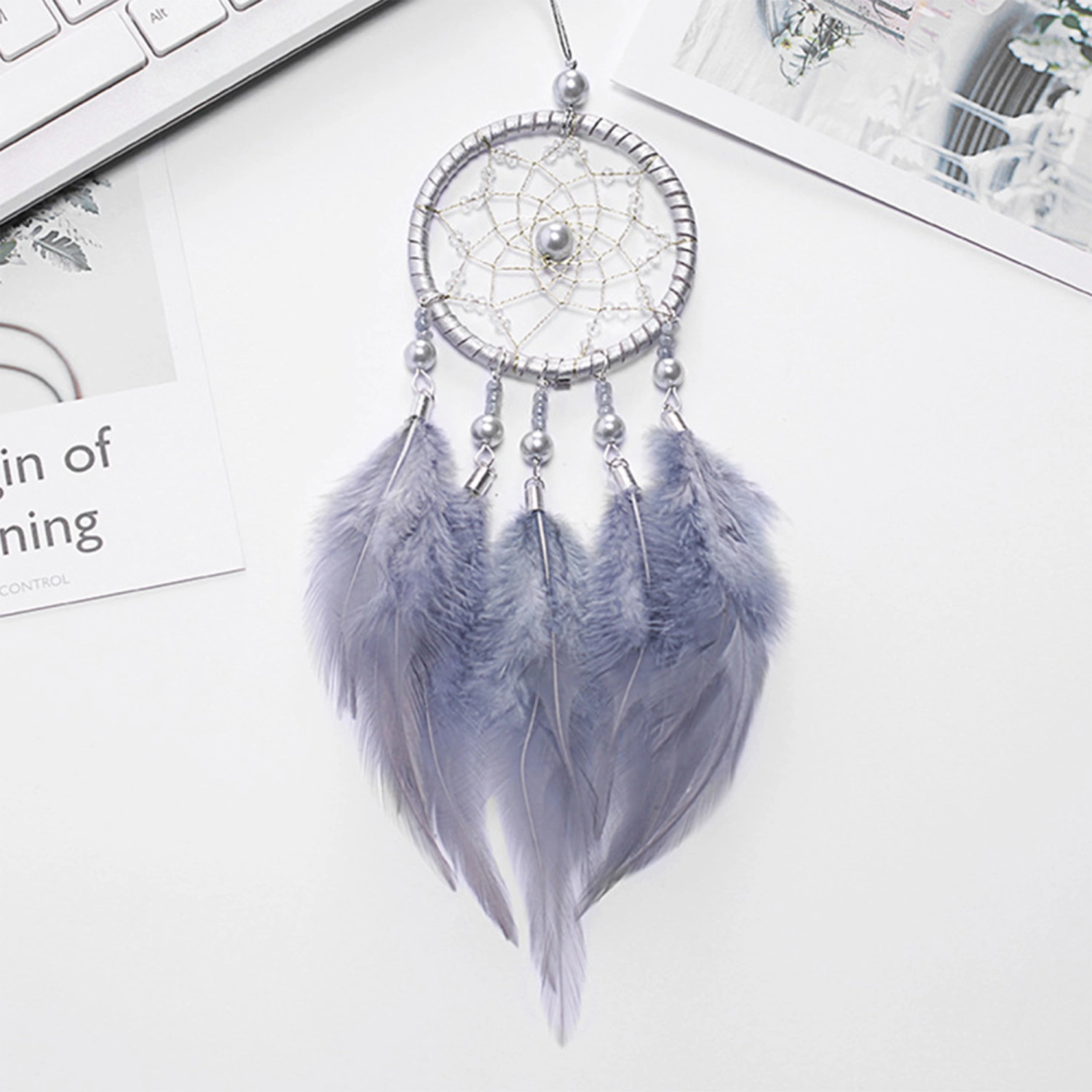 Dream Catcher, Handmade Feather Bead Hollow-Out Pendant Decoration