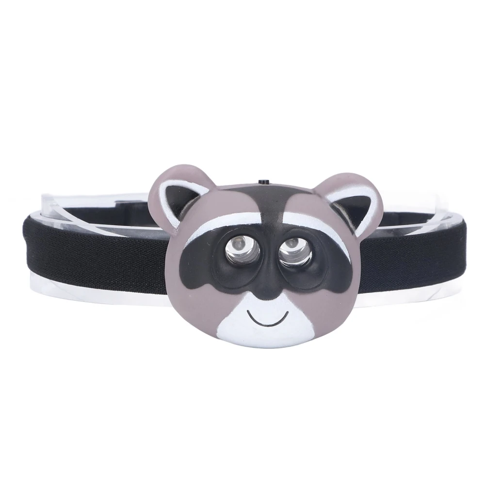 Kids Headlamp Raccoon Appearance 2 Lighting Modes Lightweight Battery Powered Plastic LED Headlight for Children