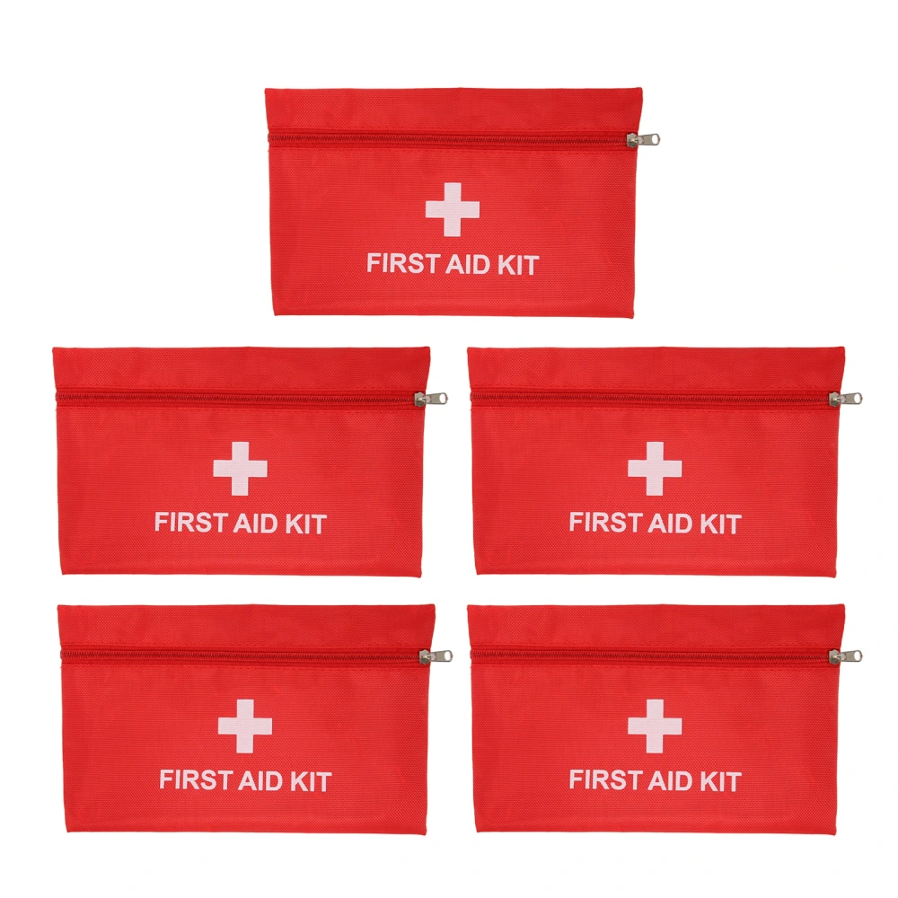 5Pcs/Set Potable Medicine Bag Empty Aid Case Rescue Pouch Waterproof Nylon Red for Home Outdoor Travel Large 25x16cm/9.84x6.3in