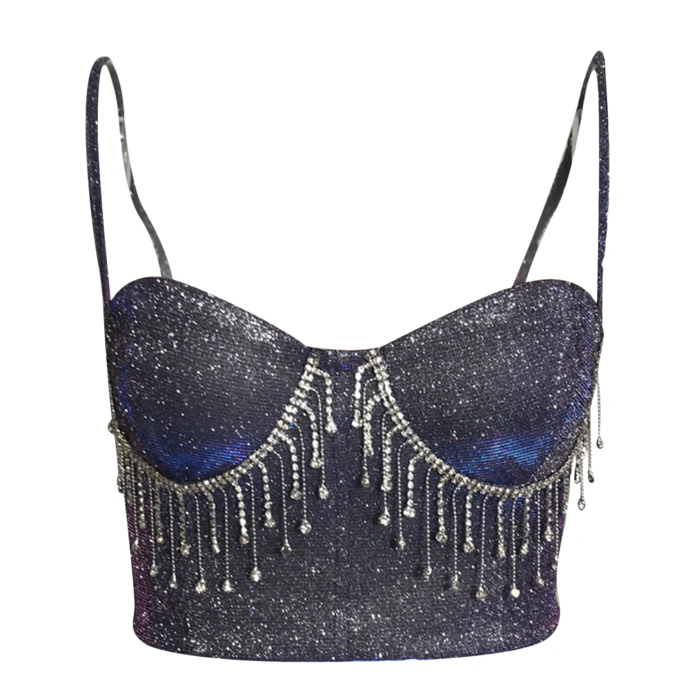 Women Summer Crop Tops, Rhinestone Sleeveless Backless Sling Tank Tops