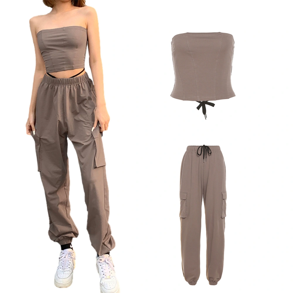 Ladies Casual Clothes, Sleeveless Strapless Tops, Ankle Banded Pants