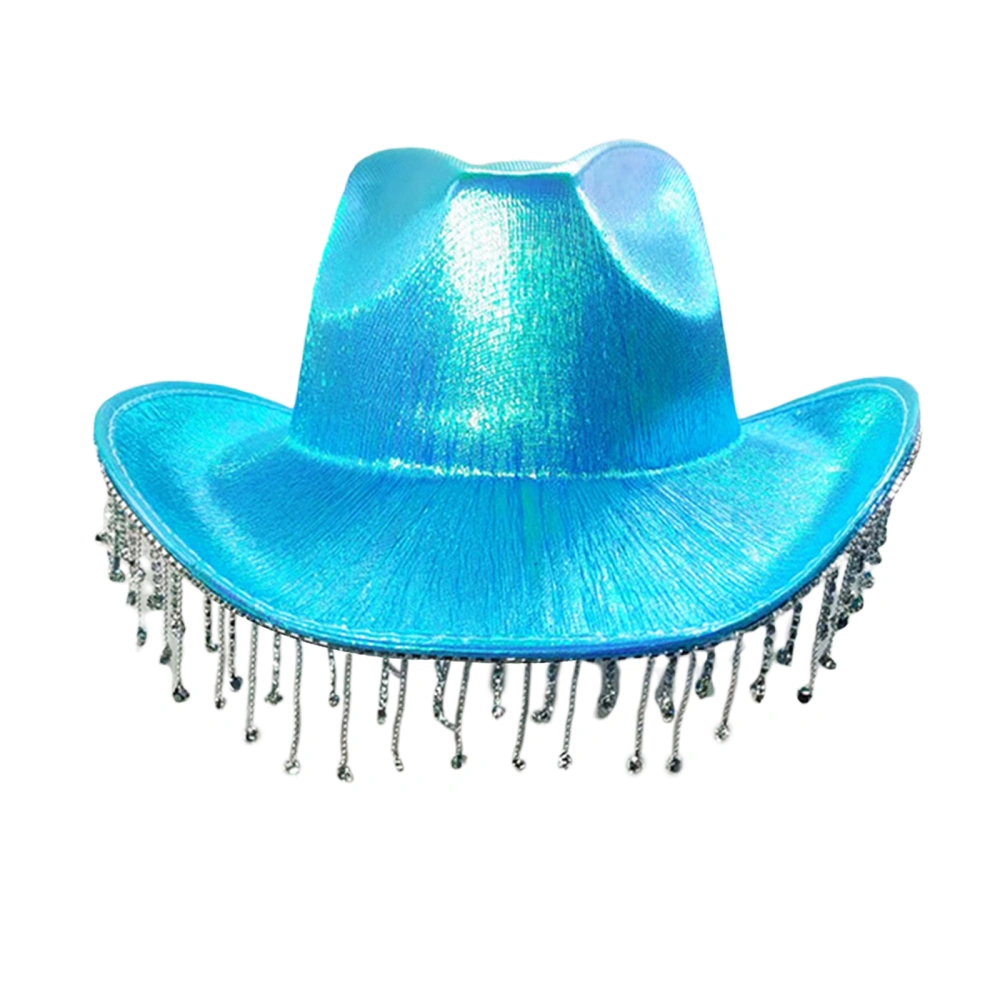 Holographic Space Cowgirl Hat with Rhinestone Tassel Cowboy Hat