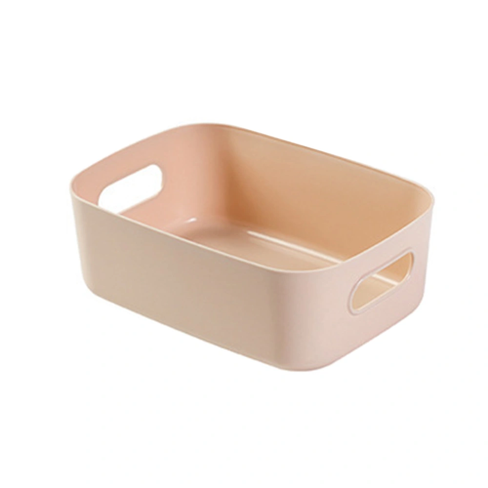 Desktop Storage Basket PP Cosmetic Storages Box Desktops Sundries Organizer with Handle for HouseholdSmall Apricot