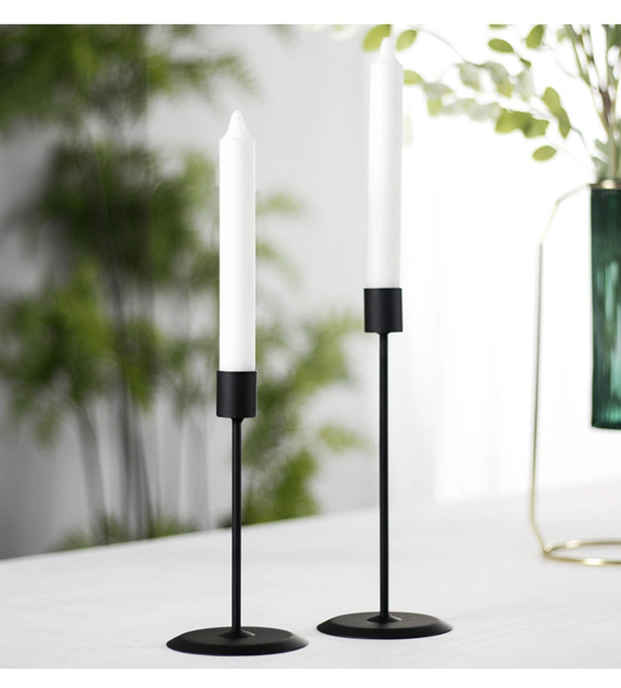 2 Pieces Candle Holder, Solid Color Metal Candlestick Desktop Decor