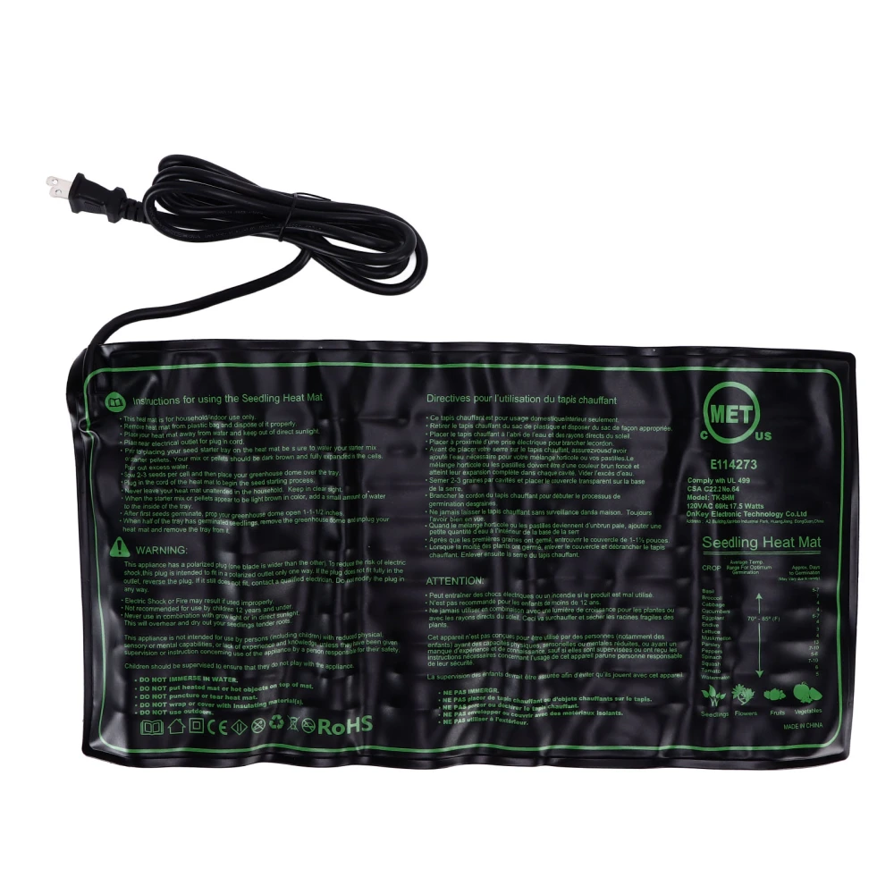 Plant Heating Pad Soft Flexible Waterproof Safe Seedling Heat Mat for Seedling Reproduction US Plug 110V