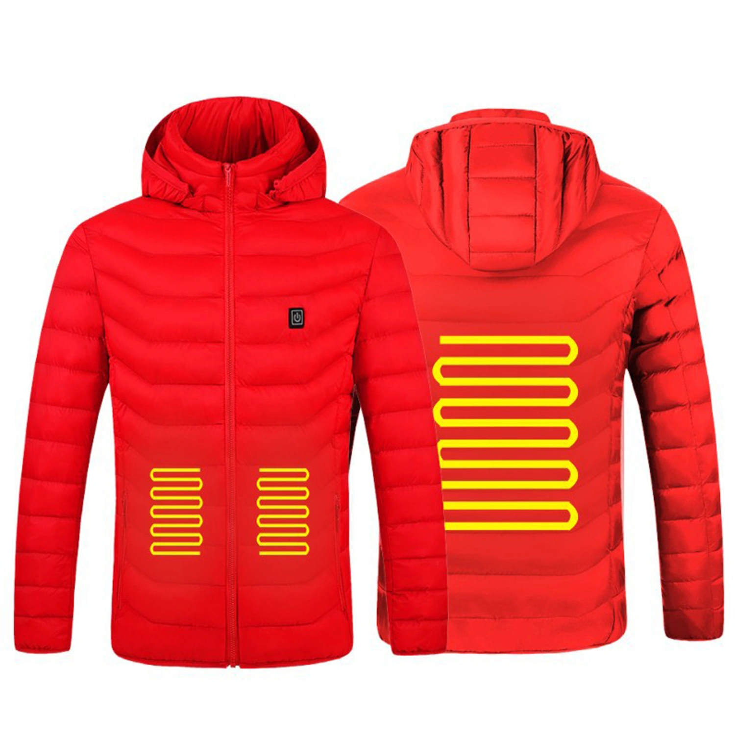 USB Electric Heated Jacket, Winter Hooded Full-Zipper Down Jacket