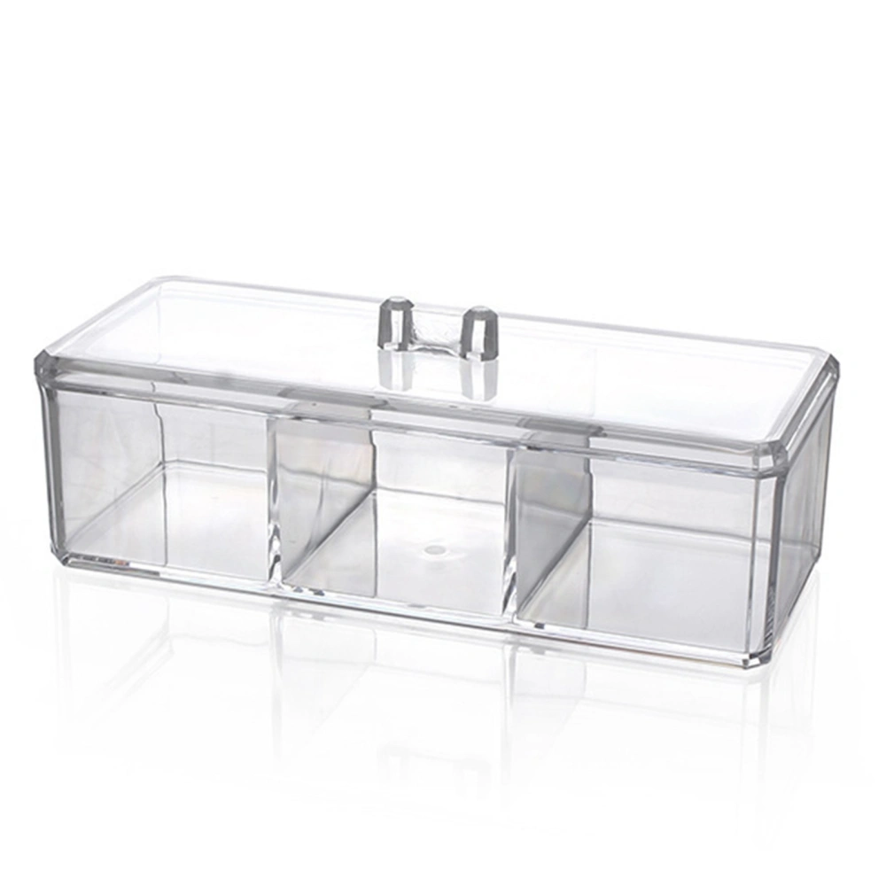 3-Grid Cotton Pad Cosmetic Storage Box Waterproof Cotton Swab Balls Box Dispenser Acrylic Clear Makeup Organizer