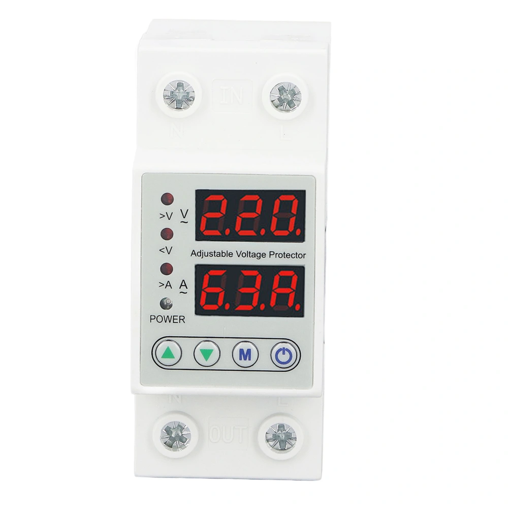 Digital Display 2P Voltage Protector Automatic Reset Under Over Voltage Protective Device AC220V 40A