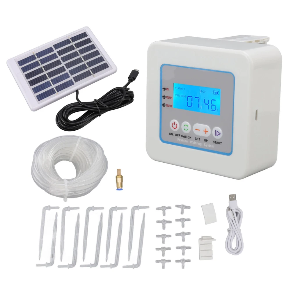 Micro Automatic Drip Irrigation Kit Programmable Timer Solar Multi Function Automatic Watering Sprayer with LED Display