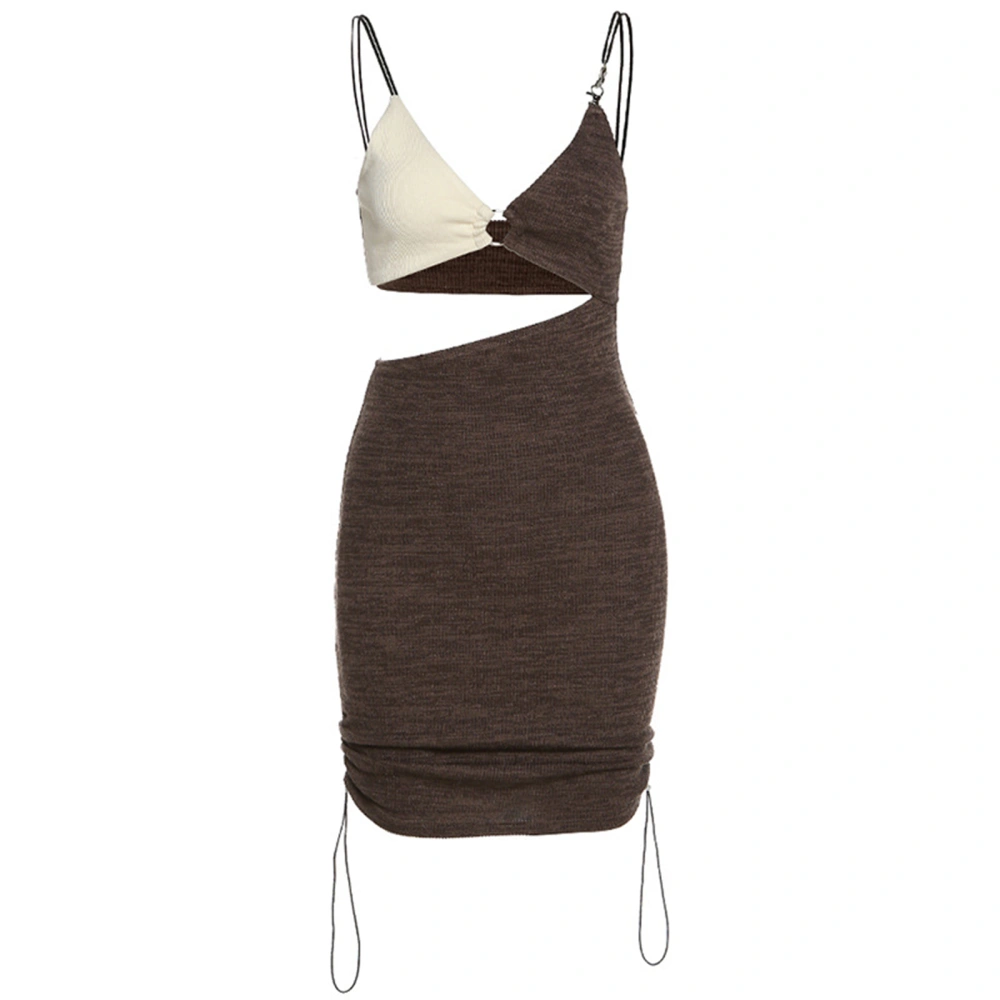 Women's Dress, Self Cultivation Color Contrast Backless Camisole Skirt