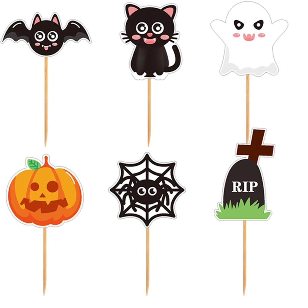 Halloween Cupcake Topper, Pumpkin Ghost Cat Cake Toppers Dessert Decor