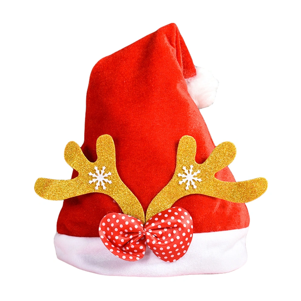 Adult Children Christmas Hat, Antlers Santa Claus Elf Patchwork Hat