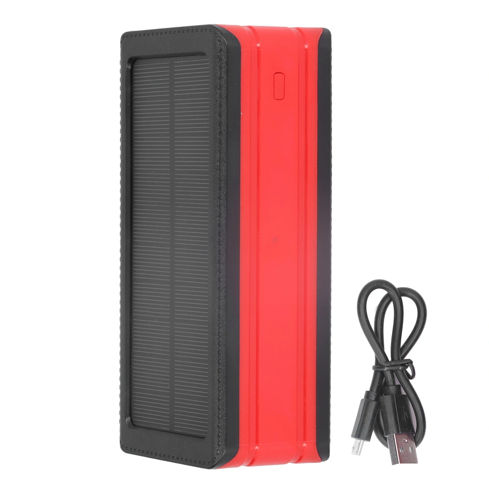 Solar Power Bank with 32LED Dustproof Power Bank 50000mAh for Outdoor Camping Mountaineering Black Red