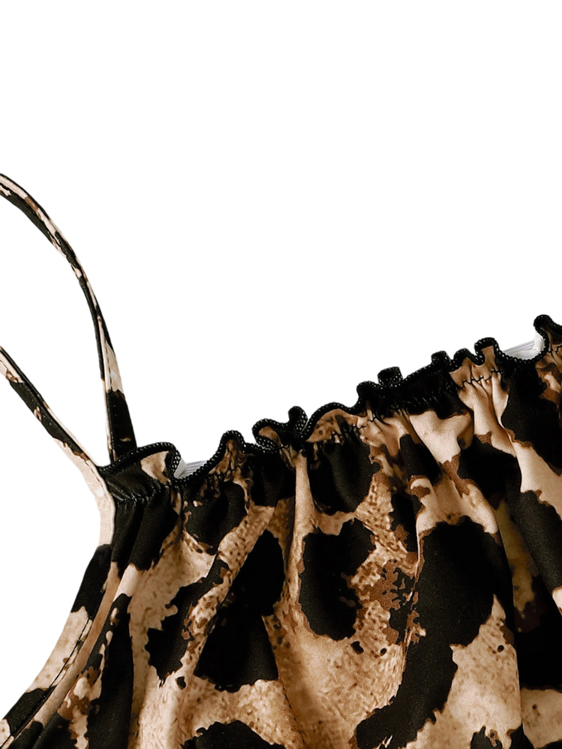 Women Suspender Tops, Brown Leopard Print Off-the-shoulder Tops