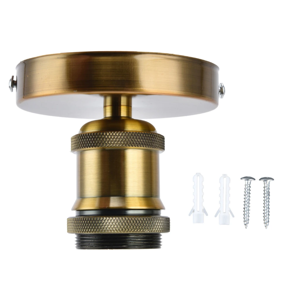 Vintage E26 E27 Lamp Socket Ceiling Lamp Holder with Accessories for Kitchen Bedroom Living Room 100‑240VAntique Gold