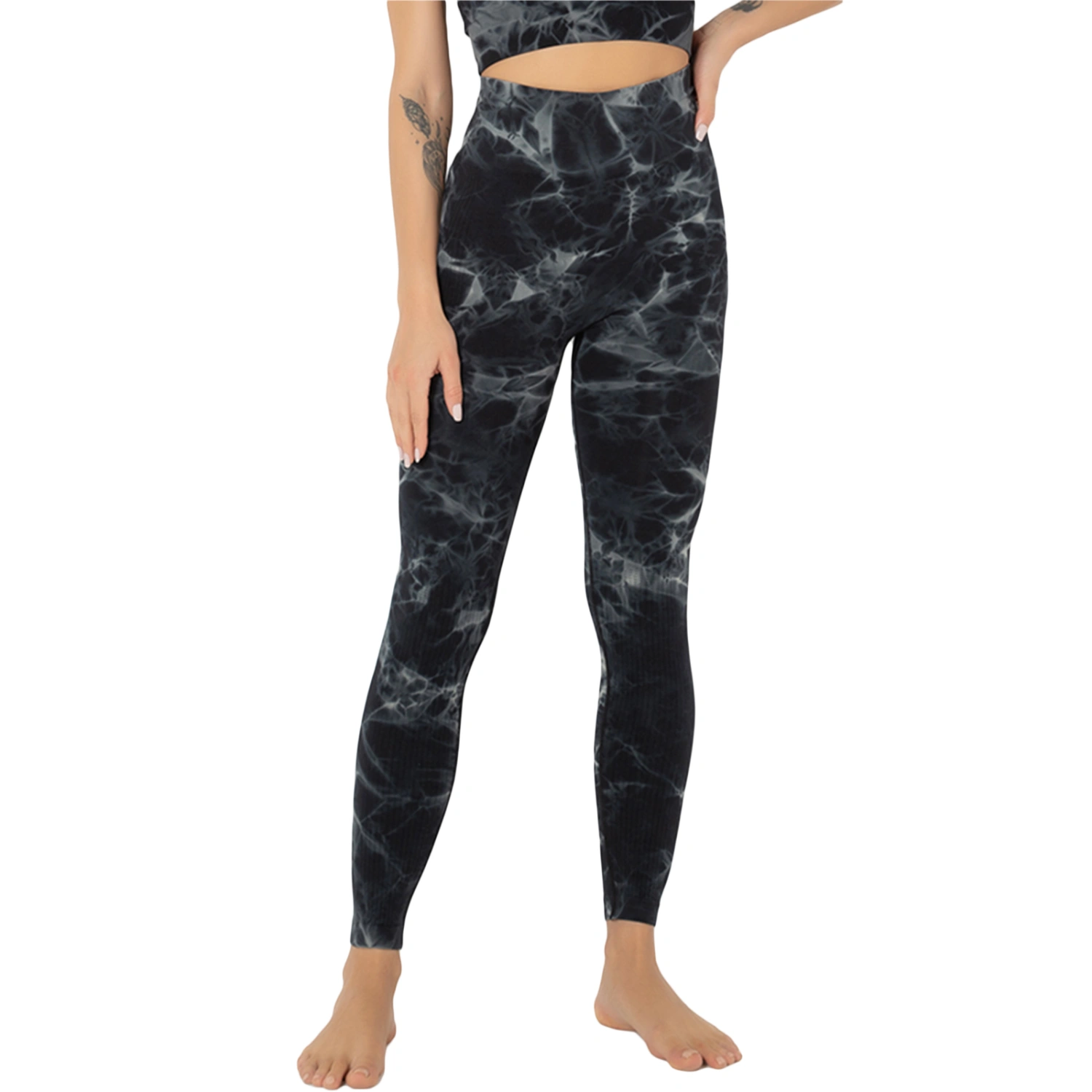 Women Fitness Pants with Tie-dye Printing, Wide Waist Clothing