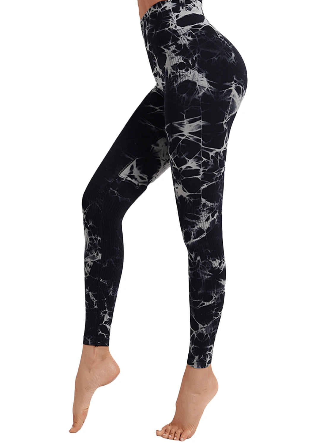 Women Fitness Pants with Tie-dye Printing, Wide Waist Clothing