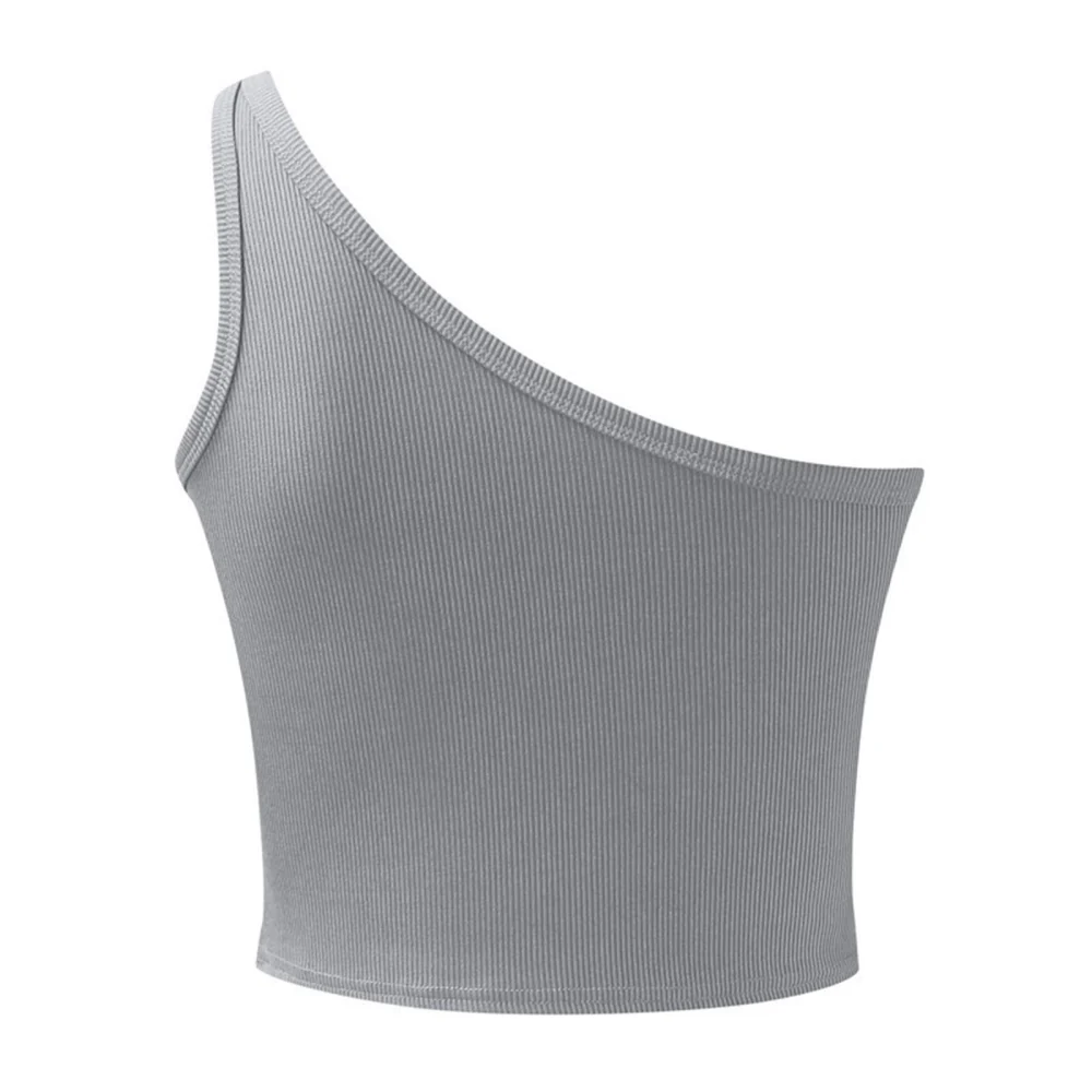 Women's Vest, Solid Color Ribbed Crop Tops Single Shoulder Camisole