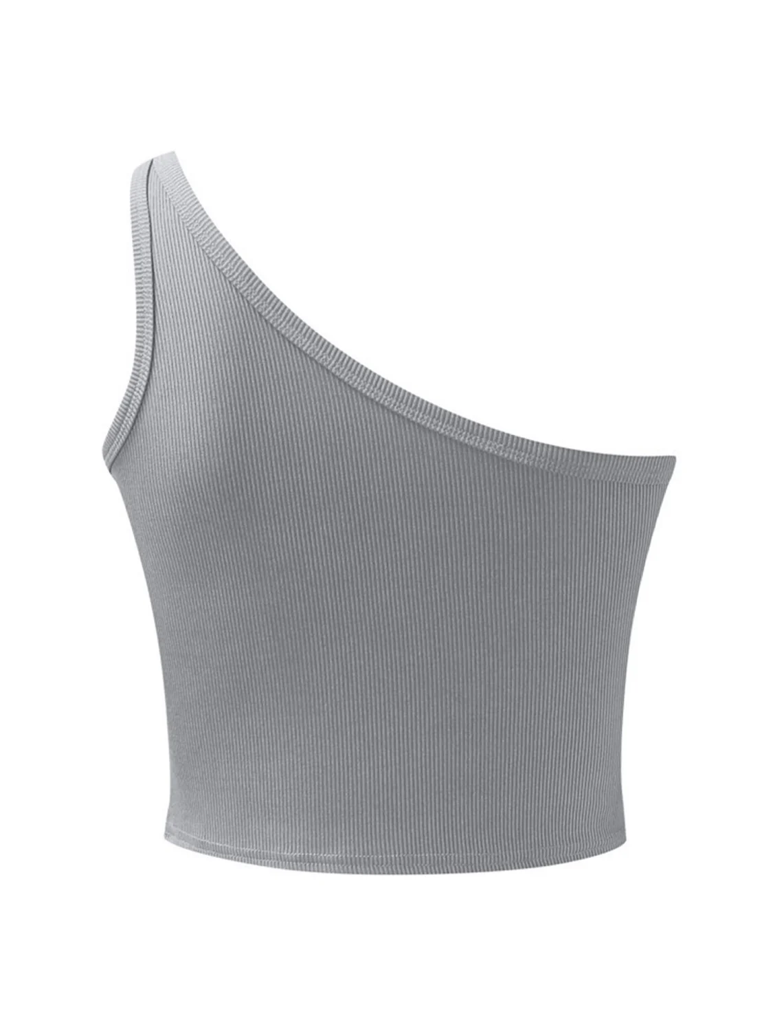 Women's Vest, Solid Color Ribbed Crop Tops Single Shoulder Camisole
