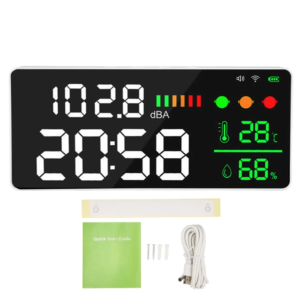 11in Large Screen Decibel Meter WIFI LED Display Temperature Humidity Sound Level Detector Monitor 30‑130dB