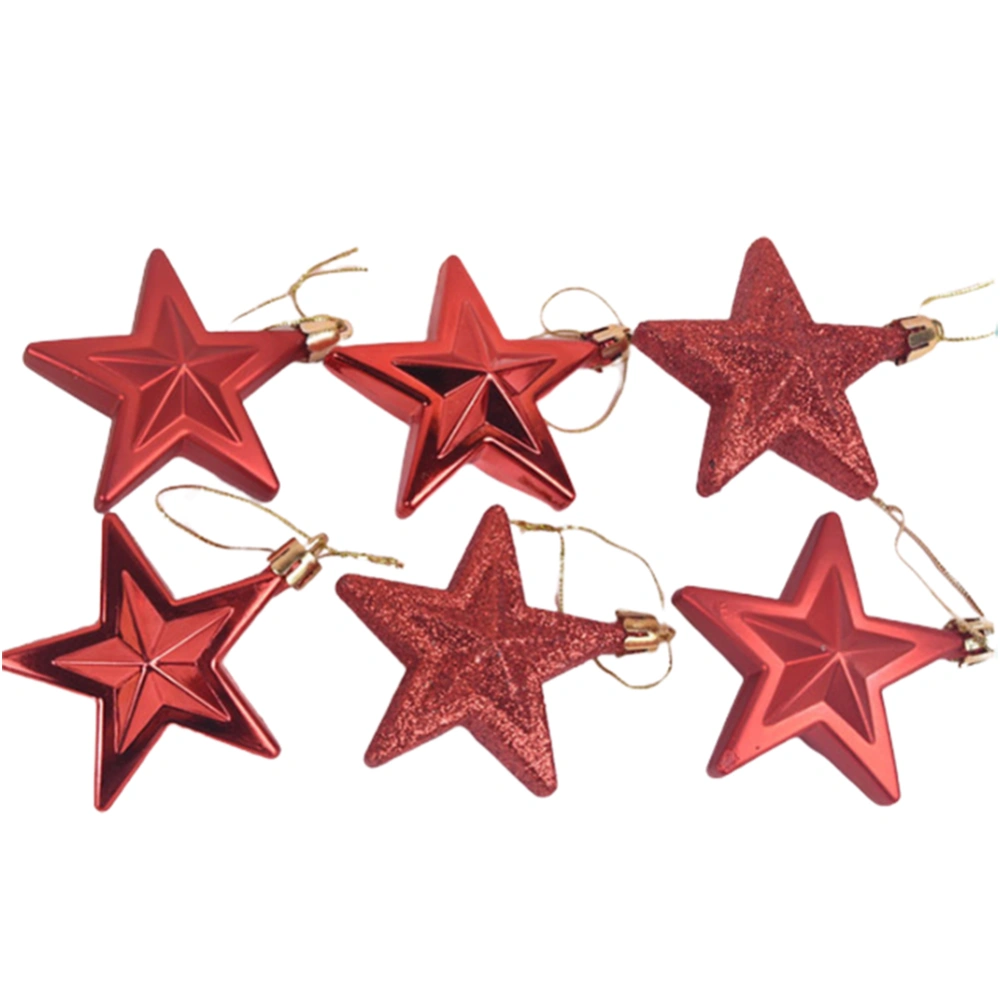 6Pcs Christmas Tree Star Ornaments for Festival Party/Home Decor