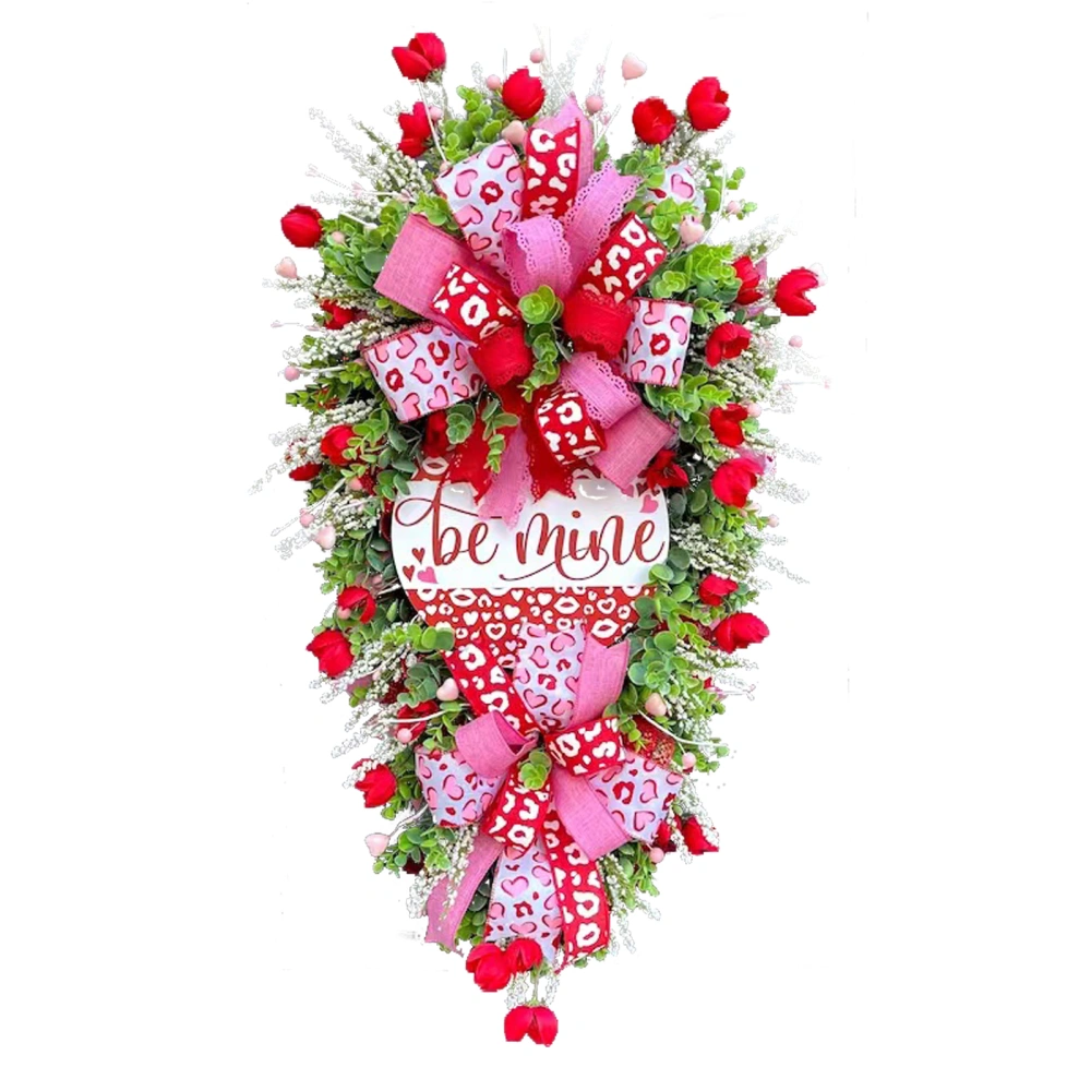 Valentine Day Wreath, Letters Ribbons Holiday Indoor Outdoor Decor